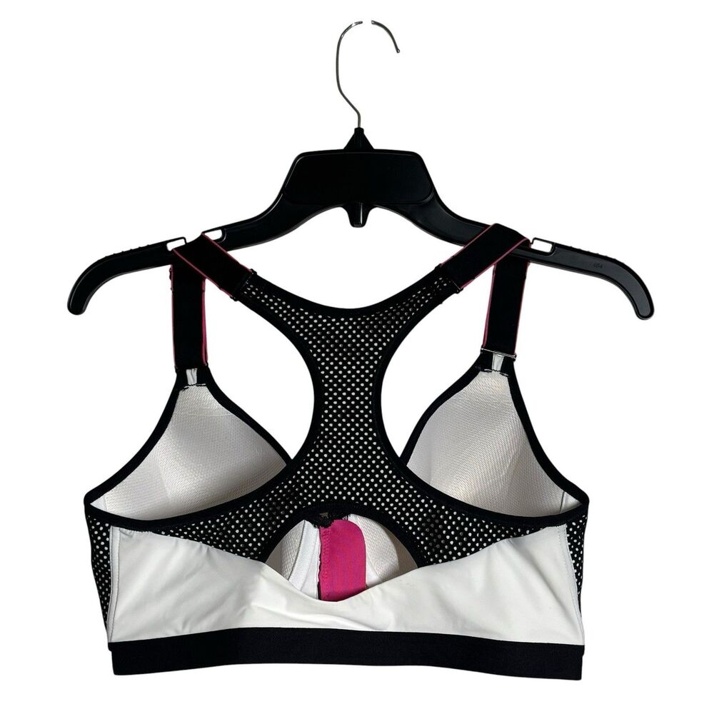 Maidenform DM7991 White/Black Secure Zip Front Underwire Racerback Sport Bra 38C - Picture 2 of 9